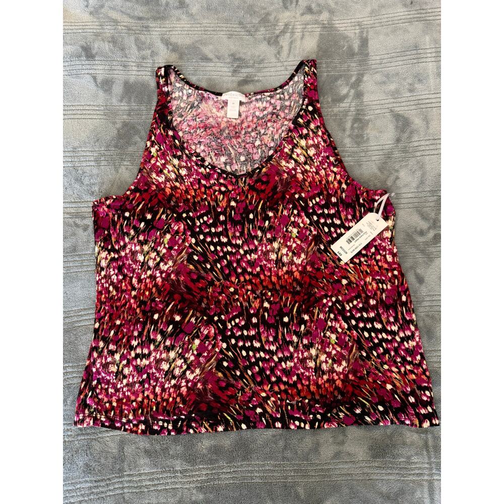 Nwt Ambrielle Sleepwear Rayon Pink Red Feather Print Cami Tank Top Womens Medium - Picture 3 of 11